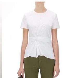 Hugo Boss White Twist Waist Peplum Blouse Size 4